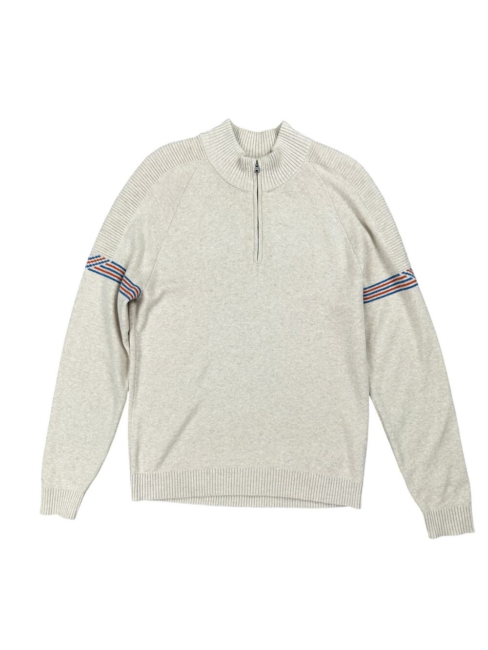 Marine Layer Archive Big Bear Quarter Zip Pullover Sweater Oatmeal — Size Medium